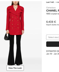 CHANEL 93A Vintage Red Sequin Wool Jacket Coat 38 40 42 シャネル ヴィンテージ レッド スパンコール ウール ジャケット コート 即発