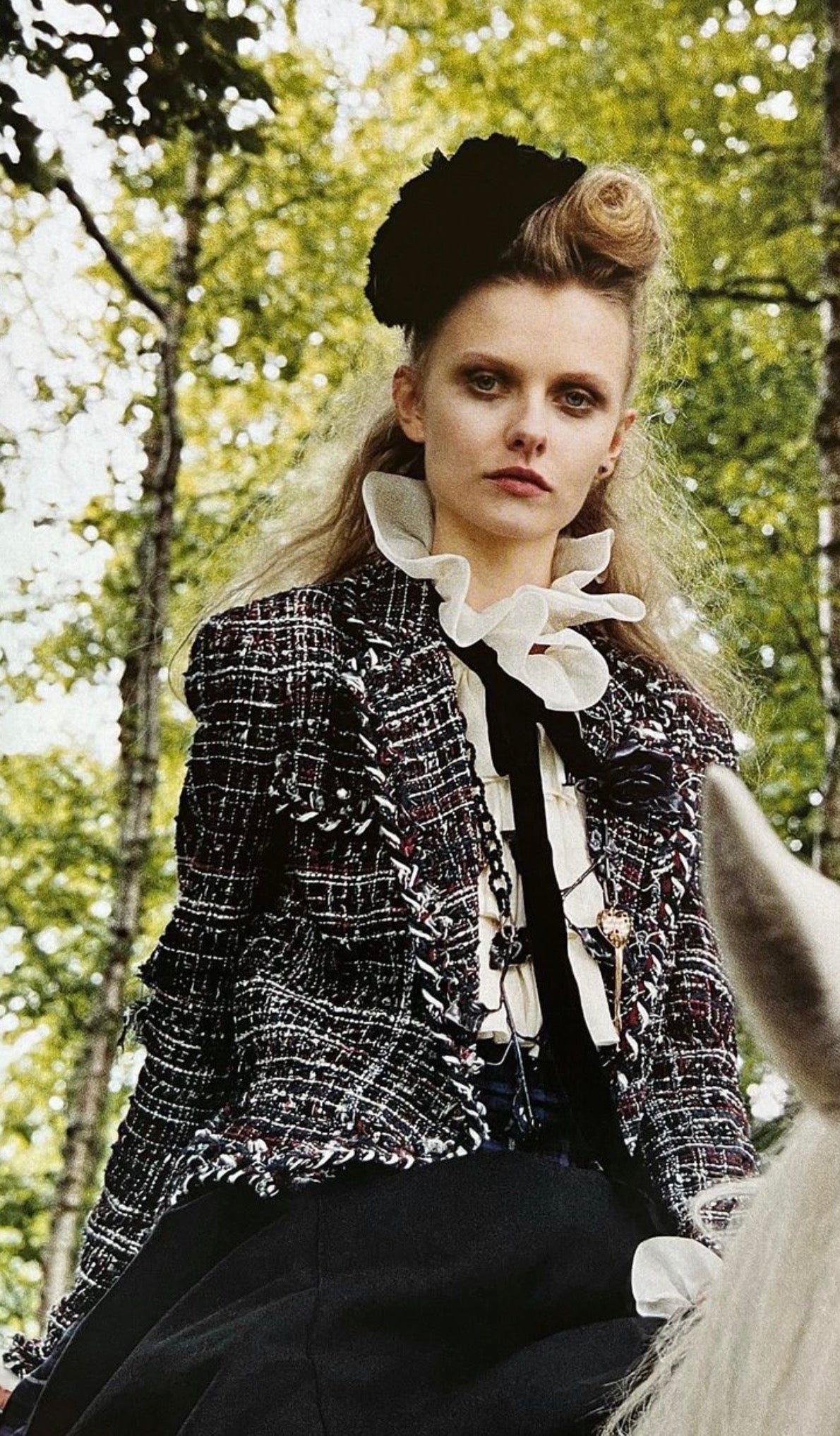 CHANEL 08A Red Navy Cotton Silk Lesage Tweed Jacket Skirt Suit 36 38 シャネル レッド ネイビー コットン シルク ルサージュ ツイード ジャケット スカート スーツ 即発