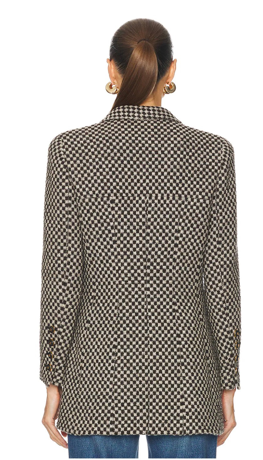 CHANEL 95A Vintage Dark Brown Ivory CC Logo Buttons Tweed Jacket Coat 38 シャネル ヴィンテージ ダークブラウン アイボリー CCロゴボタン ツイード ジャケット コート 即発