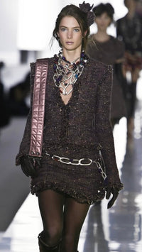 CHANEL 03A Purple Mixed Wool Mohair Fringe Tweed Jacket 38 シャネル パープル ミックス ウール モヘア フリンジ ツイード ジャケット 即発