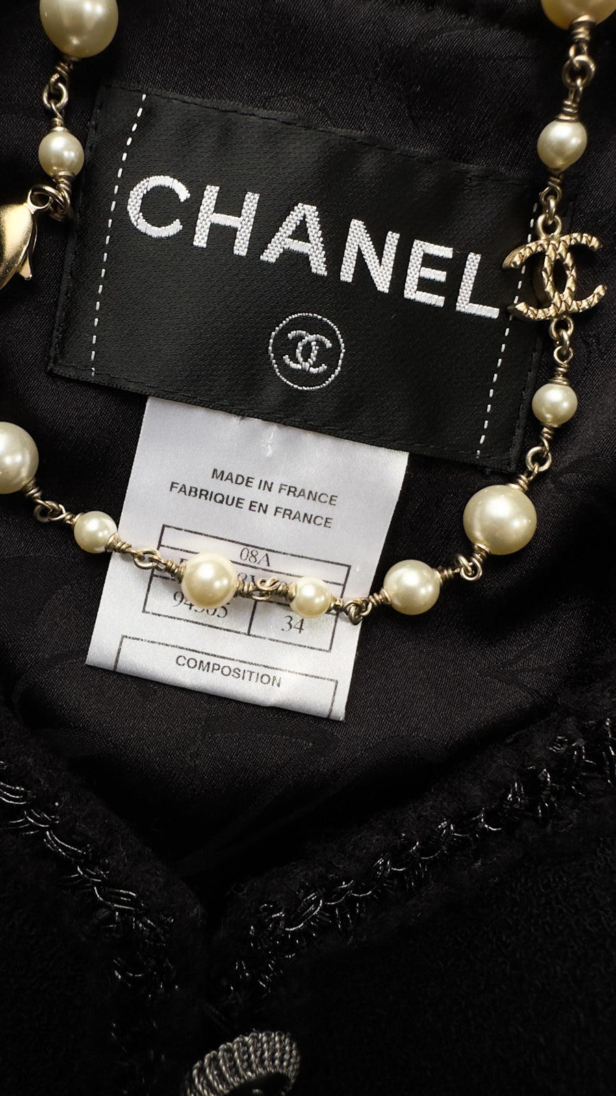 CHANEL 08A Little Black Jacket Tweed Wool 34 36 シャネル リトル ブラック ジャケット ツイード ウール 即発