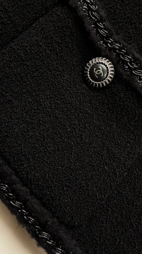 CHANEL 08A Little Black Jacket Tweed Wool 34 36 シャネル リトル ブラック ジャケット ツイード ウール 即発