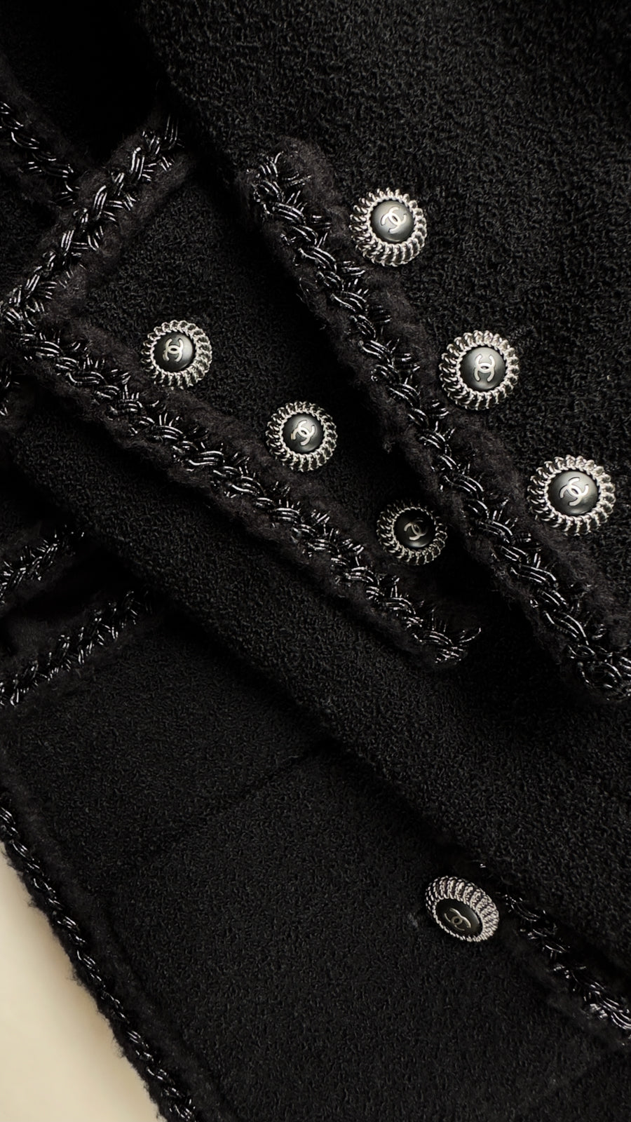 CHANEL 08A Little Black Jacket Tweed Wool 34 36 シャネル リトル ブラック ジャケット ツイード ウール 即発