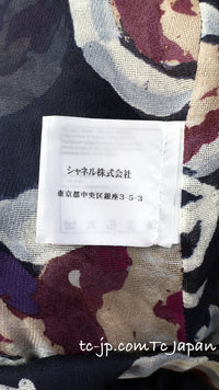 CHANEL 10C Navy Multicolor Flower Silk Dress  34 36 38 シャネル ネイビー マルチカラー フラワー シルク100 ワンピース