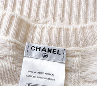CHANEL 12C Ivory Cashmere 100% Swarovski Sweater Cardigan 34 36 38 シャネル アイボリー スワロフスキー カシミア セーター カーディガン 即発