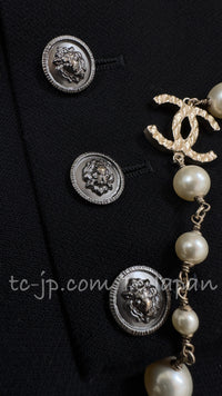 CHANEL 08PF Black Wool Lion Button Blazer Jacket 36 シャネル ブラック・ウール・ライオンボタン・ジャケット