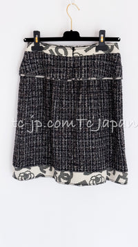 CHANEL 06S Gray Beige CC Logo Tweed Jacket Skirt Suit 38 シャネル CCロゴ グレー ベージュ ツイード ジャケット スカート スーツ 即発