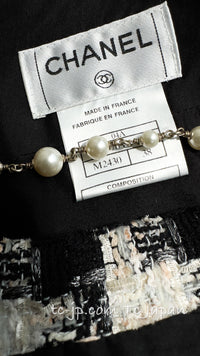 CHANEL 04PF Ivory Beige Bow Ribbon Jacket Skirt Suit 38 42 シャネル アイボリー ベージュ リボン ツイード ジャケット スカート スーツ 即発
