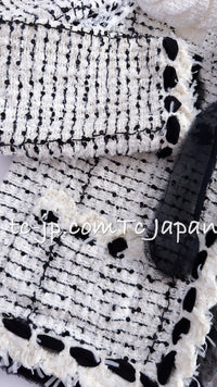 CHANEL 05S White Black Tweed Cardigan Jacket 34 36 シャネル ホワイト ブラック リボン ツイード カーディガン ジャケット 即発