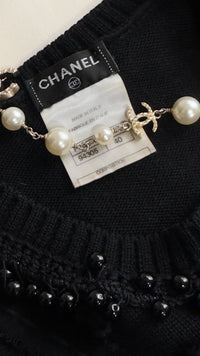 CHANEL 09A Black Beaded Wool Dress 36 シャネル ブラック・ビジュー装飾・ウール・ワンピース 即発
