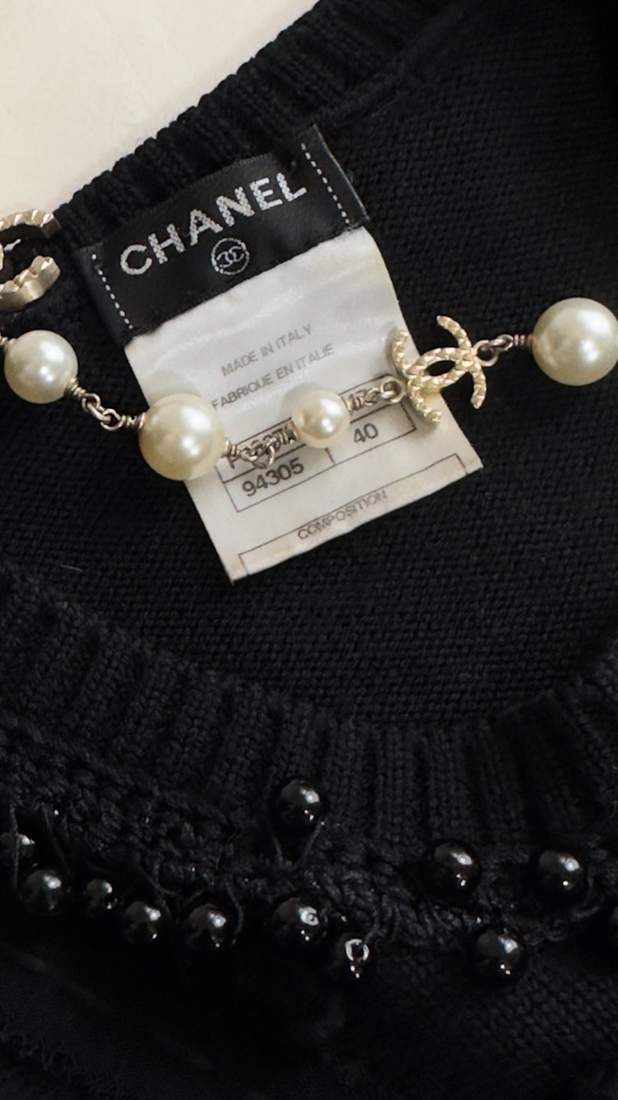CHANEL 09A Black Beaded Wool Dress 36 シャネル ブラック・ビジュー装飾・ウール・ワンピース 即発