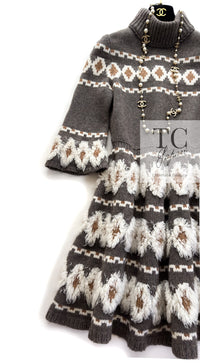 CHANEL 19A Charcoal Gray Wool Cashmere Knit Dress 38 シャネル チャコールグレー ウール カシミア ニット ワンピース 即発