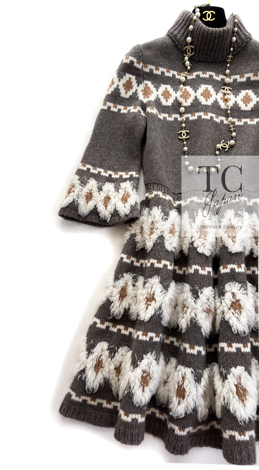 CHANEL 19A Charcoal Gray Wool Cashmere Knit Dress 38 シャネル チャコールグレー ウール カシミア ニット ワンピース 即発