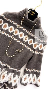 CHANEL 19A Charcoal Gray Wool Cashmere Knit Dress 38 シャネル チャコールグレー ウール カシミア ニット ワンピース 即発