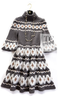 CHANEL 19A Charcoal Gray Wool Cashmere Knit Dress 38 シャネル チャコールグレー ウール カシミア ニット ワンピース 即発