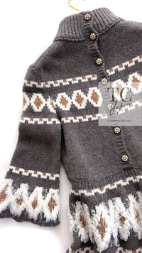 CHANEL 19A Charcoal Gray Wool Cashmere Knit Dress 38 シャネル チャコールグレー ウール カシミア ニット ワンピース 即発