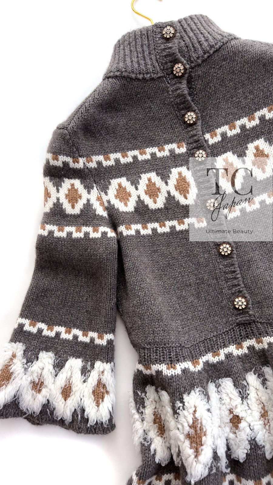 CHANEL 19A Charcoal Gray Wool Cashmere Knit Dress 38 シャネル チャコールグレー ウール カシミア ニット ワンピース 即発