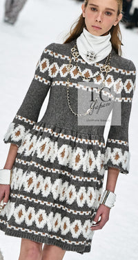 CHANEL 19A Charcoal Gray Wool Cashmere Knit Dress 38 シャネル チャコールグレー ウール カシミア ニット ワンピース 即発