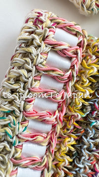 CHANEL 17C Creme Marigold Multi Cotton Cardigan 34 36 シャネル クリーム マリゴールド コットン ストレッチ テープ トリム カーディガン 即発