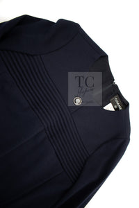 CHANEL 12A Navy Gripoix Button Wool Jersey Knit Dress 34 36 シャネル ネイビー グリポワ宝石 ボタン ウール ジャージ ニット ワンピース 即発 - TC JAPAN