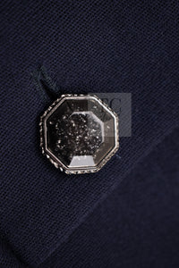 CHANEL 12A Navy Gripoix Button Wool Jersey Knit Dress 34 36 シャネル ネイビー グリポワ宝石 ボタン ウール ジャージ ニット ワンピース 即発 - TC JAPAN