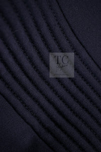 CHANEL 12A Navy Gripoix Button Wool Jersey Knit Dress 34 36 シャネル ネイビー グリポワ宝石 ボタン ウール ジャージ ニット ワンピース 即発 - TC JAPAN