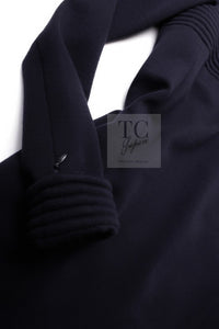 CHANEL 12A Navy Gripoix Button Wool Jersey Knit Dress 34 36 シャネル ネイビー グリポワ宝石 ボタン ウール ジャージ ニット ワンピース 即発 - TC JAPAN