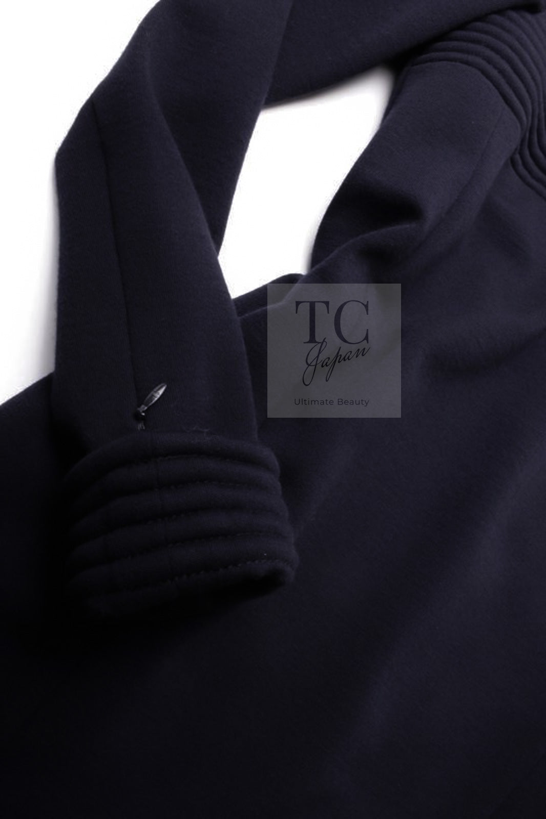 CHANEL 12A Navy Gripoix Button Wool Jersey Knit Dress 34 36 シャネル ネイビー グリポワ宝石 ボタン ウール ジャージ ニット ワンピース 即発 - TC JAPAN
