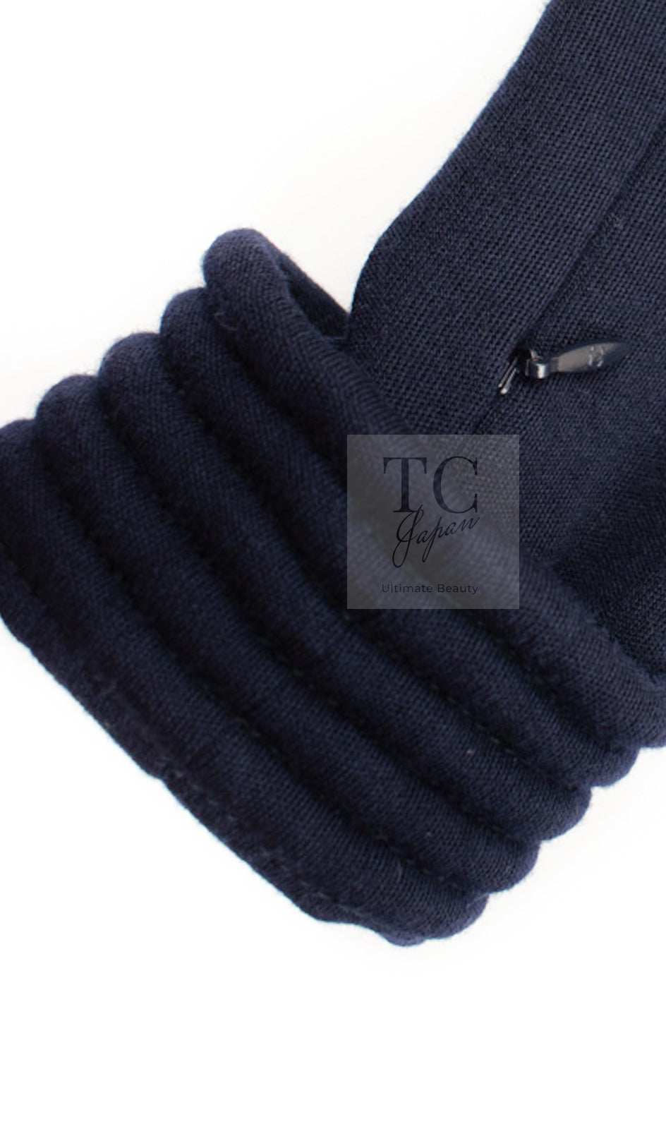 CHANEL 12A Navy Gripoix Button Wool Jersey Knit Dress 34 36 シャネル ネイビー グリポワ宝石 ボタン ウール ジャージ ニット ワンピース 即発 - TC JAPAN