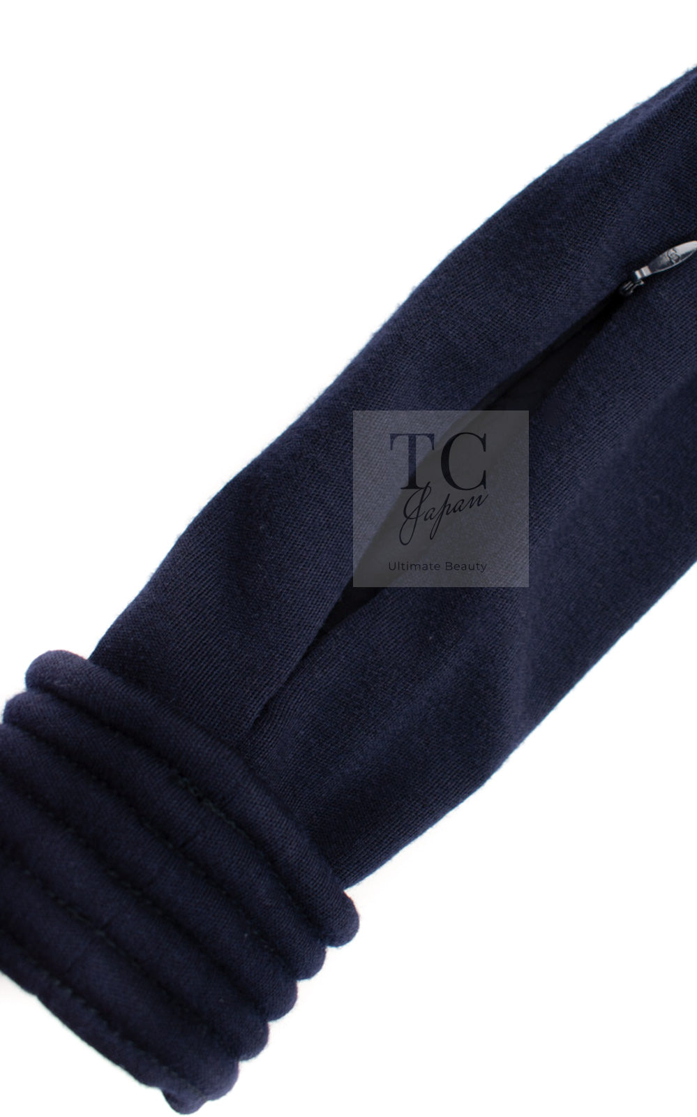 CHANEL 12A Navy Gripoix Button Wool Jersey Knit Dress 34 36 シャネル ネイビー グリポワ宝石 ボタン ウール ジャージ ニット ワンピース 即発 - TC JAPAN