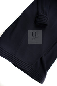CHANEL 12A Navy Gripoix Button Wool Jersey Knit Dress 34 36 シャネル ネイビー グリポワ宝石 ボタン ウール ジャージ ニット ワンピース 即発 - TC JAPAN