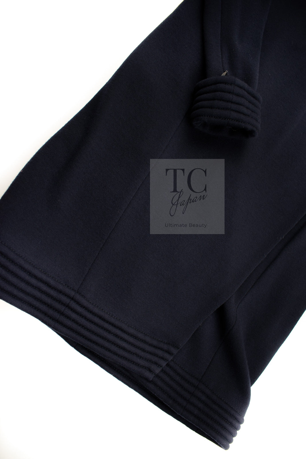 CHANEL 12A Navy Gripoix Button Wool Jersey Knit Dress 34 36 シャネル ネイビー グリポワ宝石 ボタン ウール ジャージ ニット ワンピース 即発 - TC JAPAN