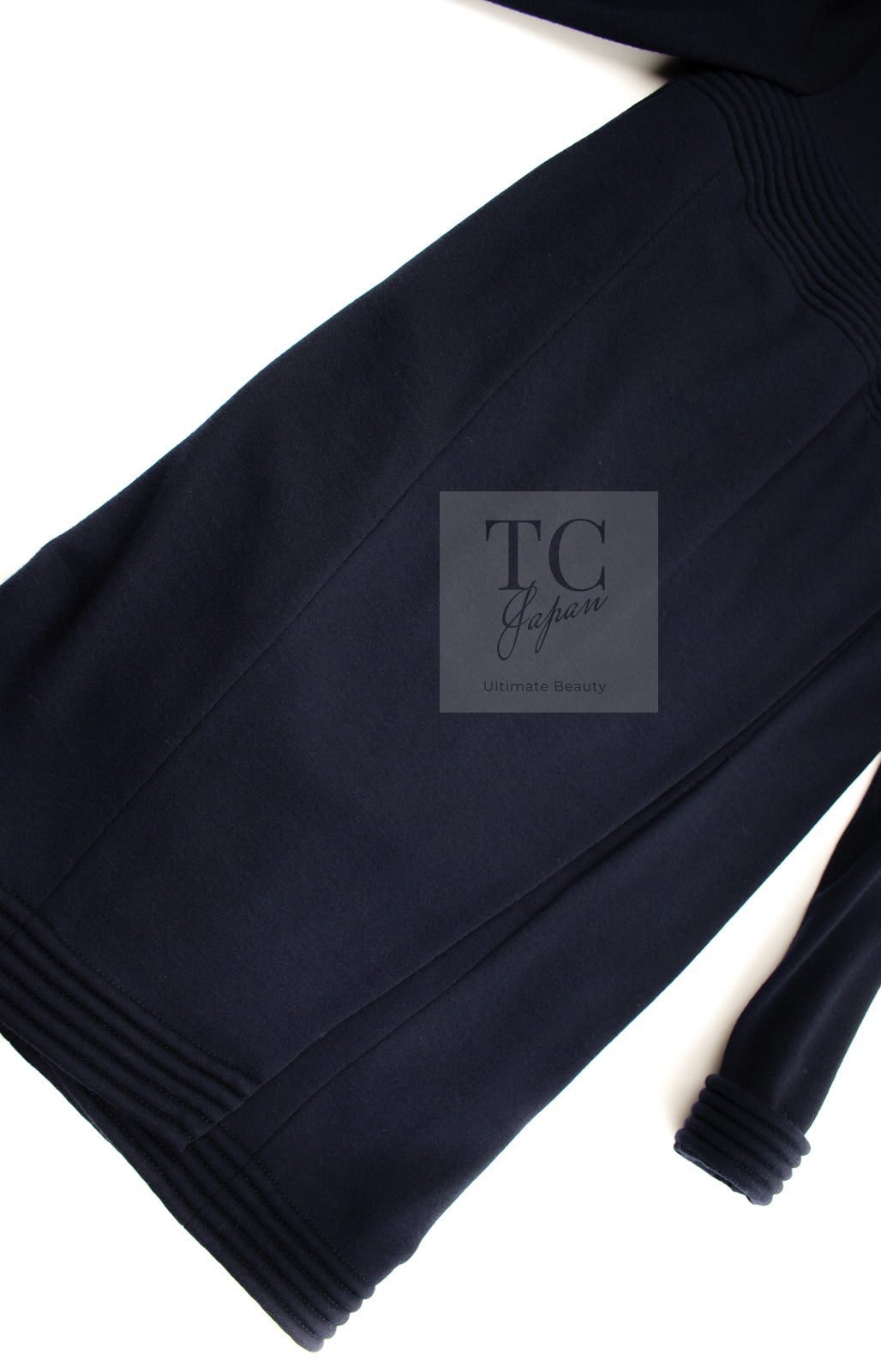 CHANEL 12A Navy Gripoix Button Wool Jersey Knit Dress 34 36 シャネル ネイビー グリポワ宝石 ボタン ウール ジャージ ニット ワンピース 即発 - TC JAPAN