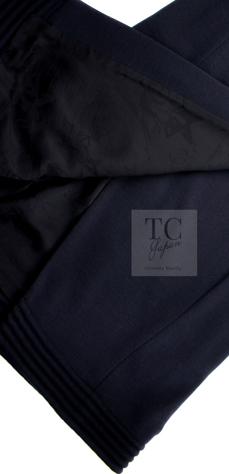 CHANEL 12A Navy Gripoix Button Wool Jersey Knit Dress 34 36 シャネル ネイビー グリポワ宝石 ボタン ウール ジャージ ニット ワンピース 即発 - TC JAPAN