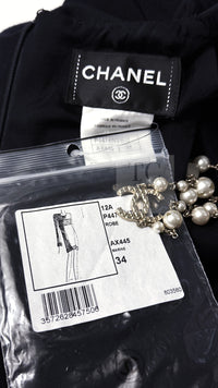 CHANEL 12A Navy Gripoix Button Wool Jersey Knit Dress 34 36 シャネル ネイビー グリポワ宝石 ボタン ウール ジャージ ニット ワンピース 即発 - TC JAPAN