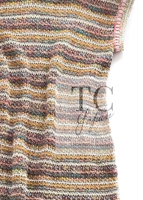 CHANEL 17C Creme Marigold Beige Cotton Stretch Knit Dress 44 シャネル クリーム マリゴールド ベージュ コットン ストレッチ ニット ワンピース 即発