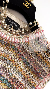 CHANEL 17C Creme Marigold Beige Cotton Stretch Knit Dress 44 シャネル クリーム マリゴールド ベージュ コットン ストレッチ ニット ワンピース 即発