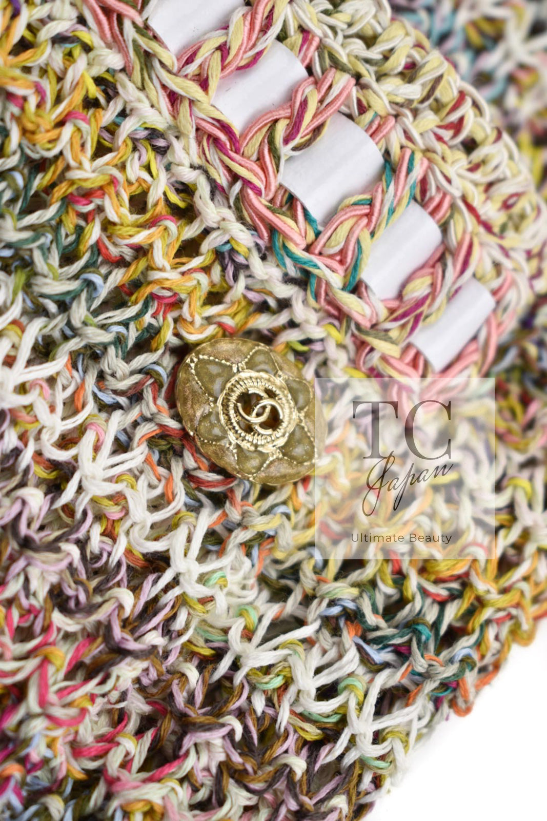 CHANEL 17C Creme Marigold Beige Cotton Stretch Knit Dress 44 シャネル クリーム マリゴールド ベージュ コットン ストレッチ ニット ワンピース 即発