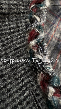 CHANEL 13PF Edinburgh Gray GreyTrim Wool Tweed Jacket 34 シャネル グレー トリミング ウール 100% ツイード ジャケット 即発
