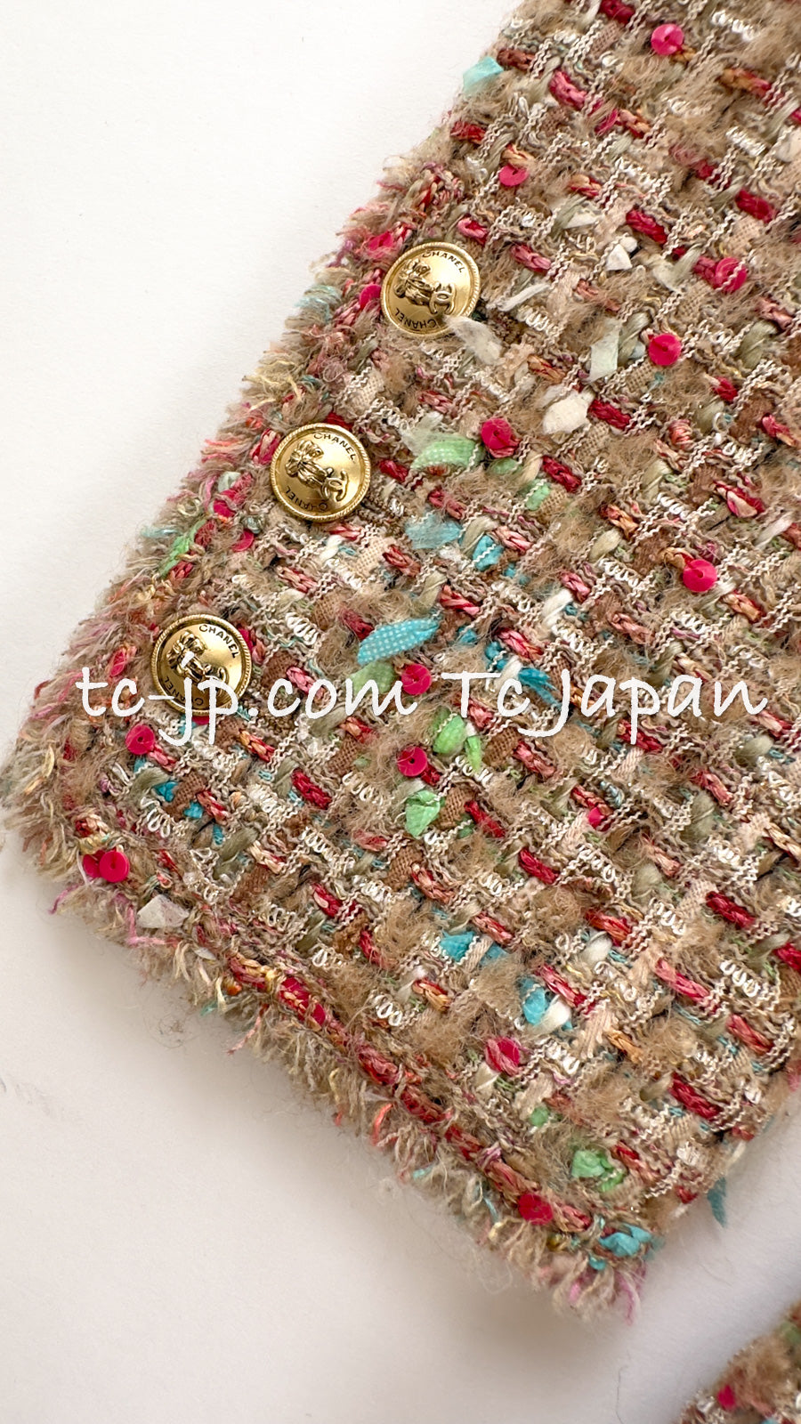 CHANEL 04A Beige Multi Color Lesage Jacket Cashmere Lining Skirt Suit Tops 38 40 シャネル ベージュ・マルチカラー・ルサージュ・ジャケット・スカート・スーツ・トップス 即発 - TC JAPAN