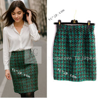 CHANEL 92A Vintage Green Black Tweed Skirt 36 38 シャネル ヴィンテージ グリーン ブラック ツイード スカート 即発