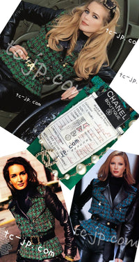 CHANEL 92A Vintage Green Black Tweed Skirt 36 38 シャネル ヴィンテージ グリーン ブラック ツイード スカート 即発