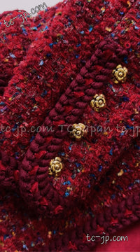 CHANEL 90A Vintage Red Wool Mohair Gold Buttons Jacket Skirt Suit 36 38 シャネル ヴィンテージ レッド ウール モヘア ゴールド ボタン ジャケット スカート スーツ 即発
