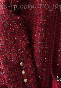 CHANEL 90A Vintage Red Wool Mohair Gold Buttons Jacket Skirt Suit 36 38 シャネル ヴィンテージ レッド ウール モヘア ゴールド ボタン ジャケット スカート スーツ 即発