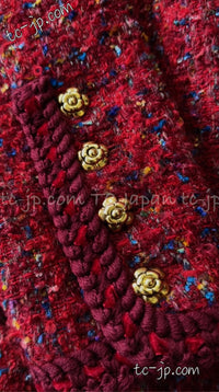 CHANEL 90A Vintage Red Wool Mohair Gold Buttons Jacket Skirt Suit 36 38 シャネル ヴィンテージ レッド ウール モヘア ゴールド ボタン ジャケット スカート スーツ 即発