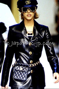 CHANEL 92A Vintage Charcoal Gray Gold Big CC Button Wool Wrap Skirt 42 シャネル ヴィンテージ 貴重 チャコール グレー ウール ビッグ CC 立体ボタン ラップ巻き スカート 即発