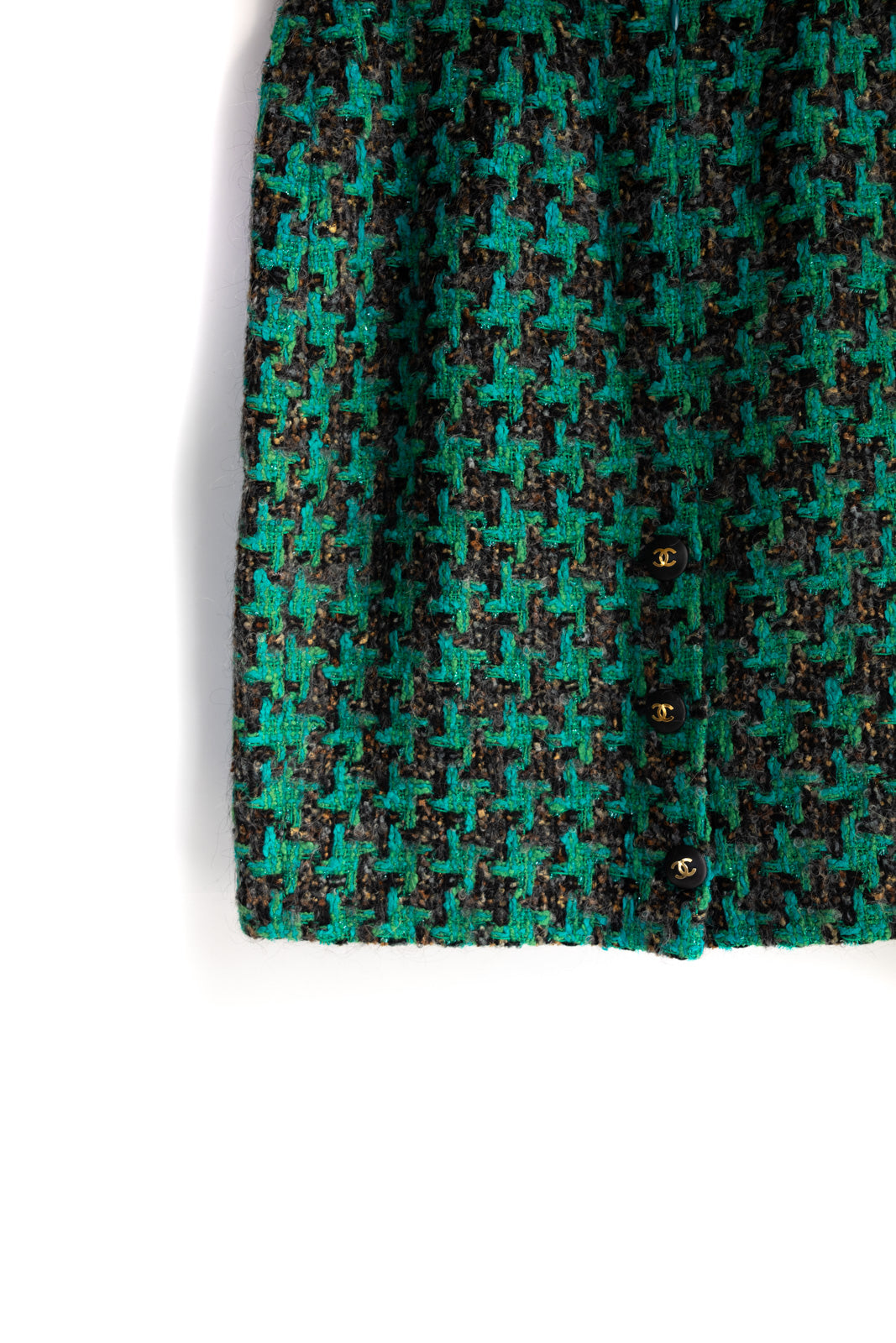 CHANEL 92A Vintage Green Black Tweed Skirt 36 38 シャネル ヴィンテージ グリーン ブラック ツイード スカート 即発