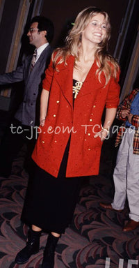 CHANEL 93A Vintage Red Sequin Wool Tweed Jacket 38 40 シャネル ヴィンテージ レッド スパンコール ウール ツイード ジャケット 即発