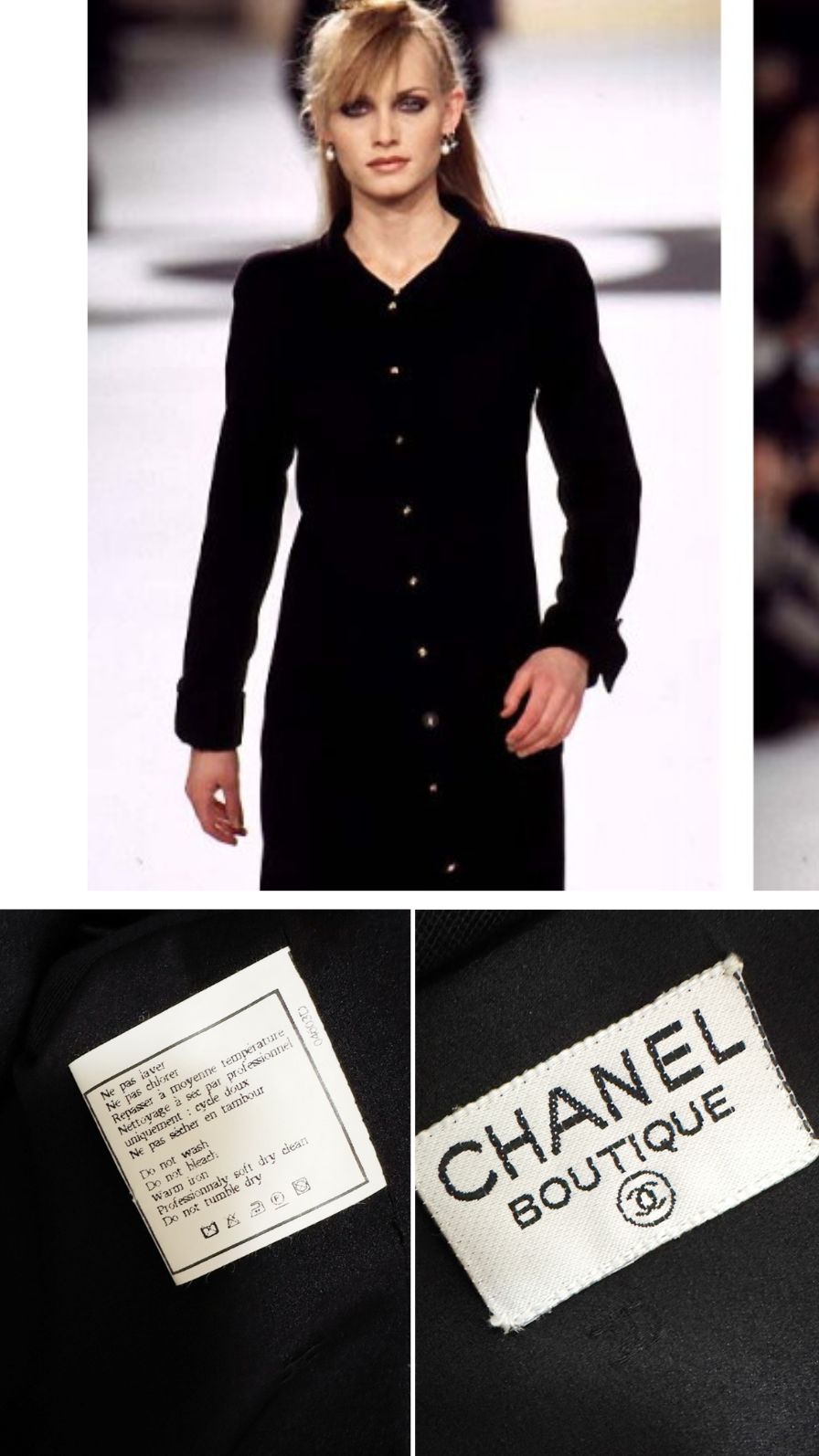 CHANEL 96A Vintage Black Dark Navy Wool Jacket Coat 34 36 38 シャネル ヴィンテージ ブラック ダークネイビー ウール ジャケット コート 即発