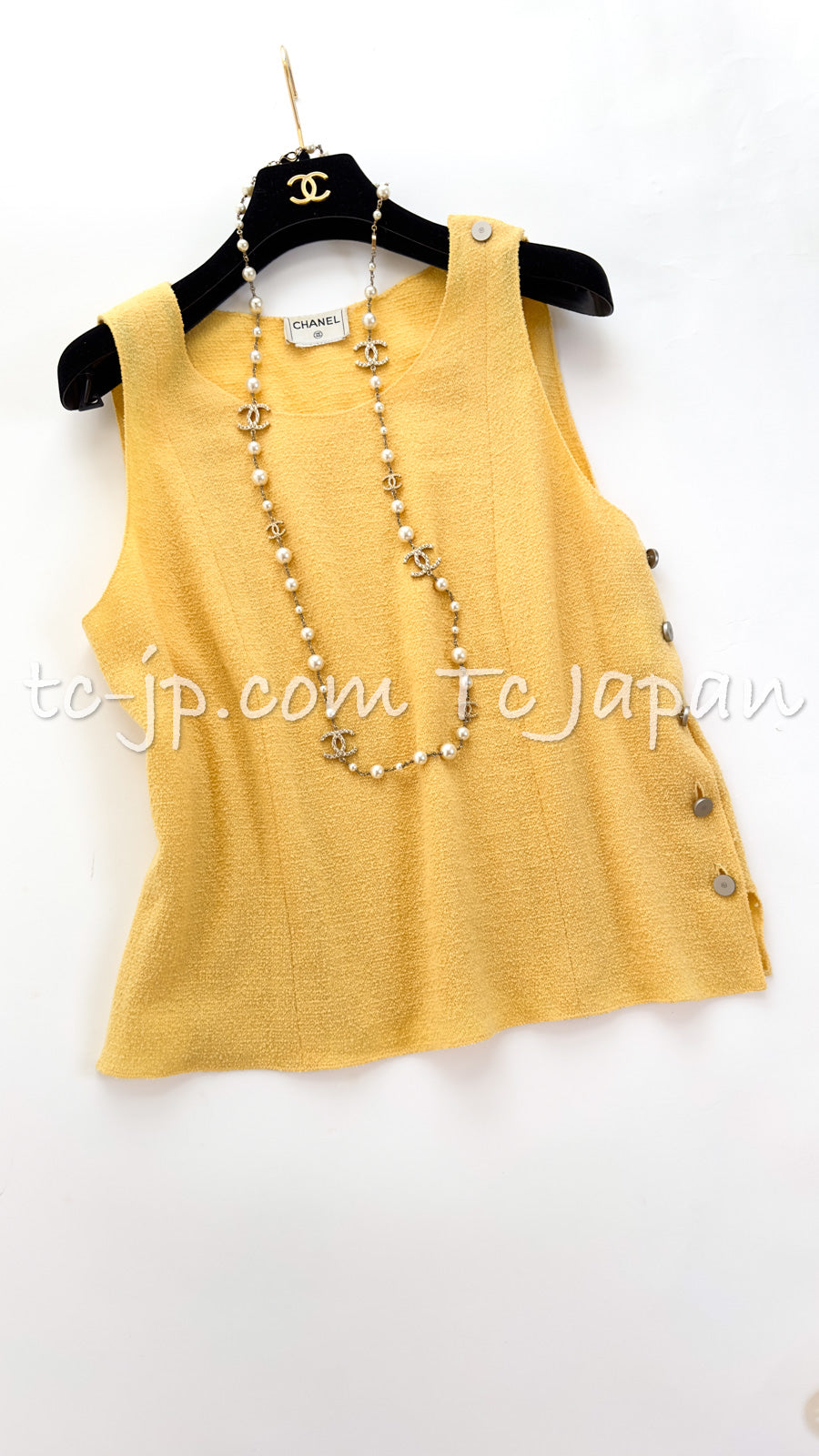 CHANEL 99C Soft Yellow CC Buttons Wool Tweed Jacket 38 40 シャネル ソフトイエロー・CCボタン・ウール・ジャケット 即発